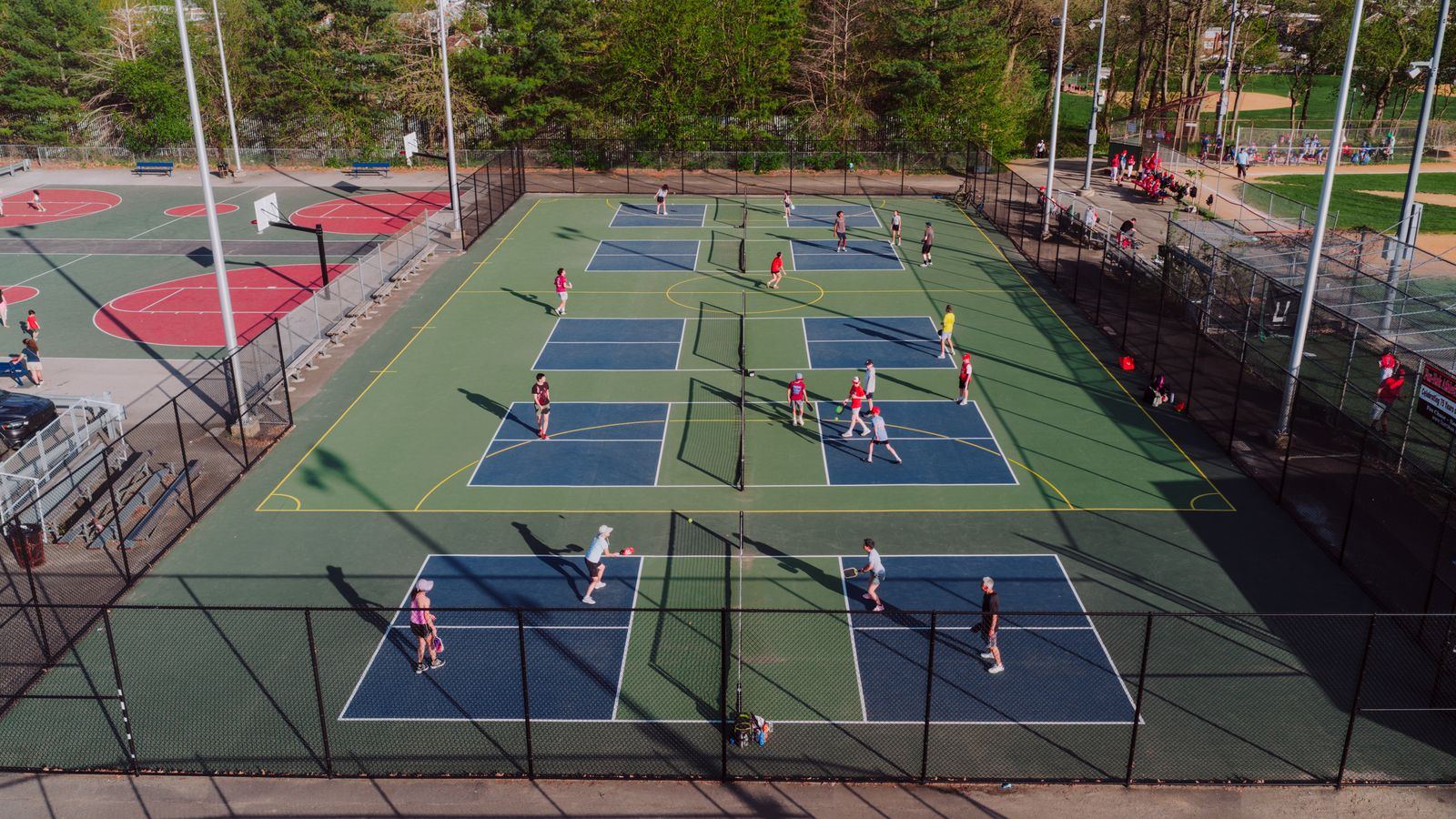 Outdoor pickleball courts from above