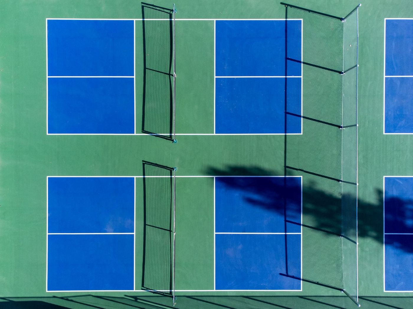Pickleball courts seen from above